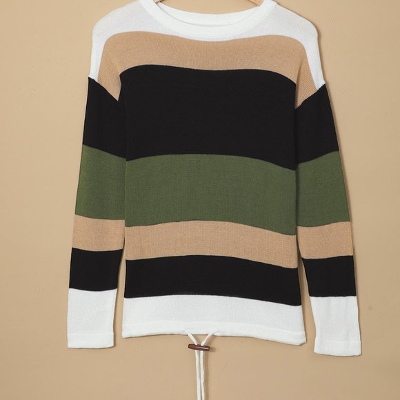 Green Colorblock Knit Sweater - Picture 6 of 10